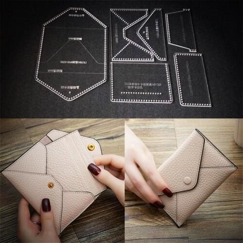 Business card bag zero Purse Acrylic Leather Handbag Template Leathercraft Sewing Pattern DIY Women 12x8x1