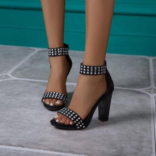 New Elegant Plus Size 33-50 Women sandals Summer Wedding Party Shoes Woman zipper Platform square high heels 9.5cm pumps T305