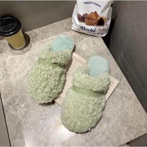 2020 Winter Women House Slippers Fluffy Comfortable Flat Ladies Slides Autumn Winter House Warm Female Slip on Furry Shoes