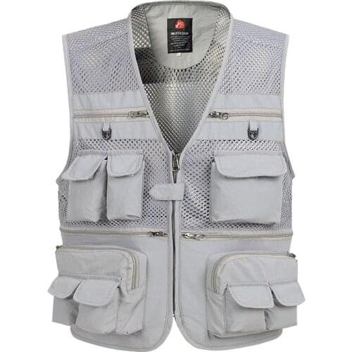 2021 Mens Spring and Summer Mesh Breathable Thin Multi-Functional Multi-Pocket Vest Outdoor Quick-Drying Fishing Vest