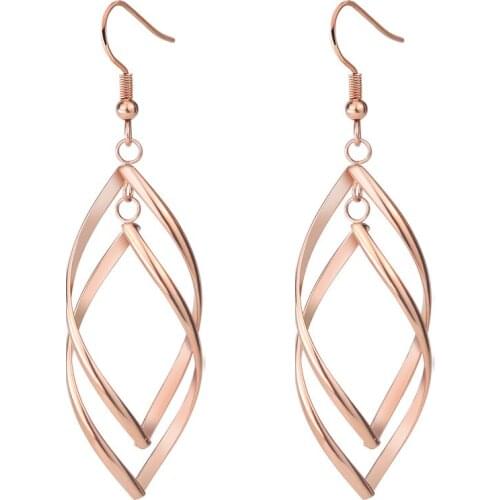 1Pair Fashionable Wave Titanium Steel Earrings Stainless Steel Solid Geometry Diamond-shaped Earhook Female Jewelry