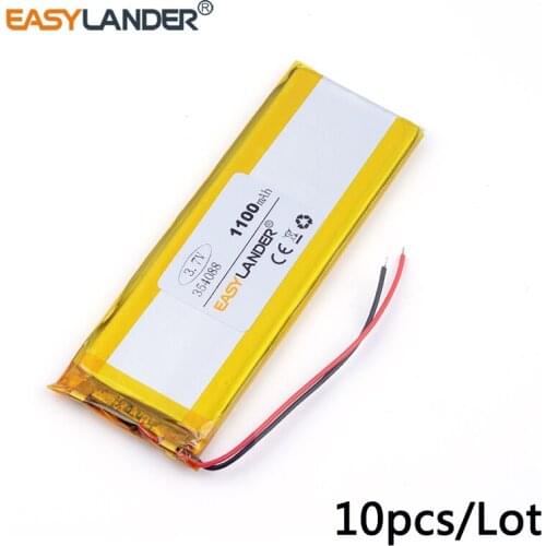 10pcs /Lot 3.7v lithium Li ion polymer rechargeable battery 354088 1100mAh For MP3 MP4 GPS quality goods quality