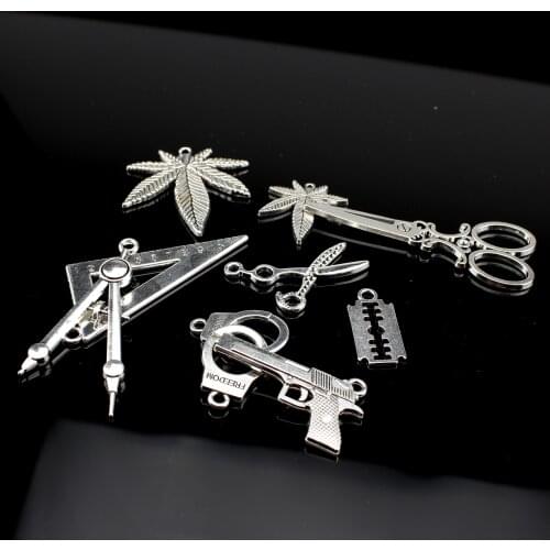 10pcs Fashion Special Scissors Pistol Triangle Ruler Geometric Earrings For Women Hanging Dangle Earrings Diy Modern Jewelry