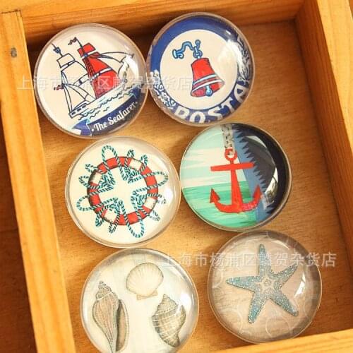 13 pieces a lot)Marine Department crystal glass 3cm fridge magnet
