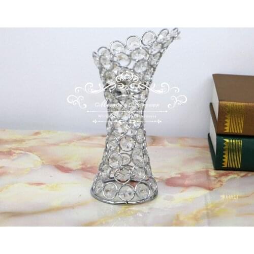 20PCS/LOT Small Candlestick Crystal Candle Holder Silver Candelabra Flower Vase Centerpiece for Wedding Decorations Anniversary