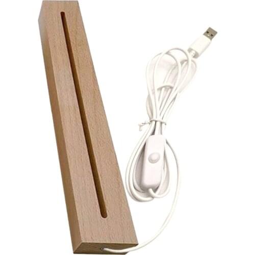 3D Crystals Glass Resin Art Rectangle LED Lights Display Base Crystal Handmade Wooden Lighted Base Stand