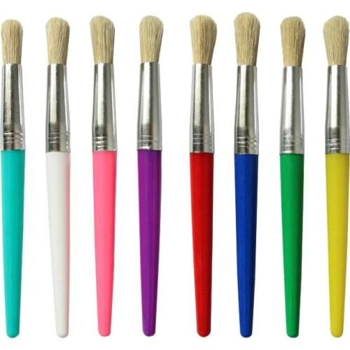 4PCS Paint Brush For Children Oil Watercolor Painting Candy Color Plastic Handel Bristel Brushes Gouache Drawing Art Supply