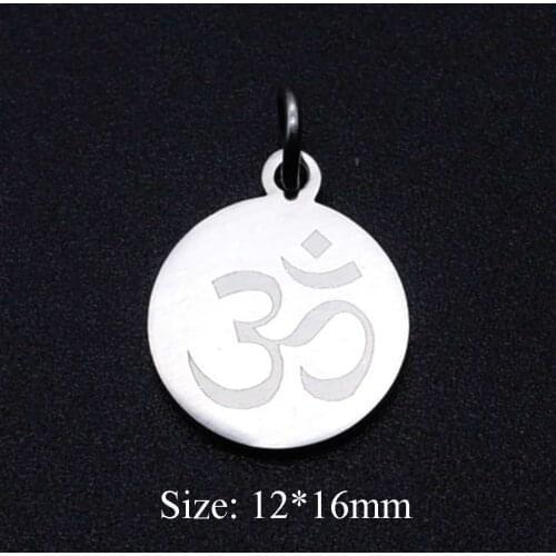 5pcs/lot 100% Stainless Steel OM Symbol DIY Pendant Charms For Making Necklace Jewelry
