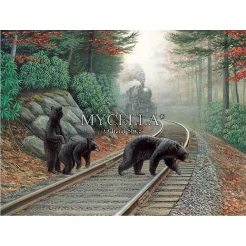 5d Diy Diamond Painting Bear Tracks Mosaic Cross Stitch Diamond Embroidery Full Rhinestone Home Decor Christmas Gifts Posters