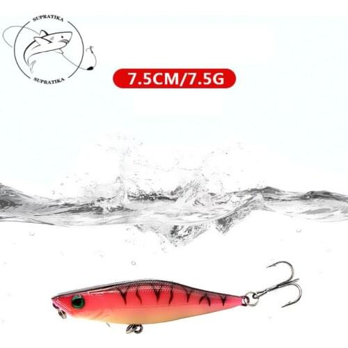 75mm/7.5g Artificial Topwater Popper Plastic Fishing Bait 3D Eyes Anti-Corrosion Bionic Freshwater Fishing Lure Hard Bait