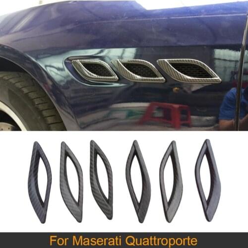 Carbon fiber car side fender air vents plug trim covers for Maserati Quattroporte S Q4 GTS Sedan 4 Door 2013-2016