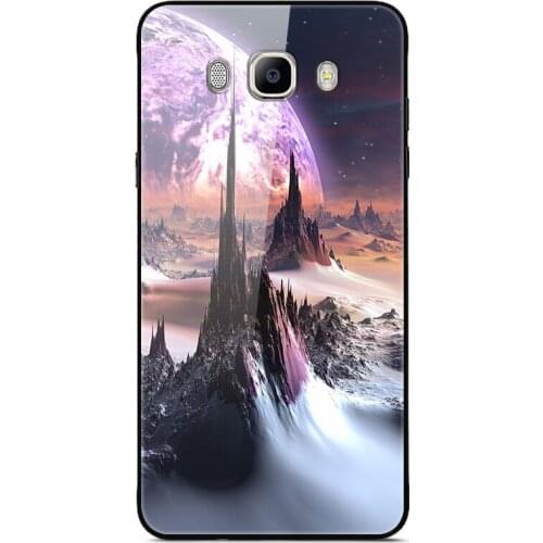 For Samsung Galaxy J7 Phone Case Tempered Glass Case Back Cover Star Sky Pattern