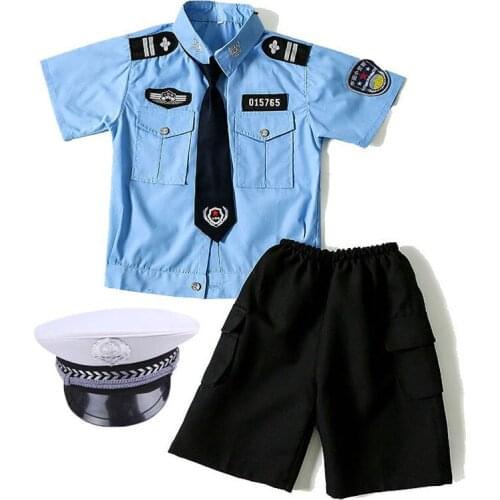 Childrens Police Cosplay Costume 110-160 Cm Carnival Party Fancy Costume Set Childrens Day Girl Policewoman Uniform