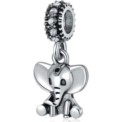 5PCS Hot Fit Original Pendant Bracelet Femme 2020 Cartoon Animal Beads Zinc Alloy Cute Elephant Charms For Women Men Pulseira