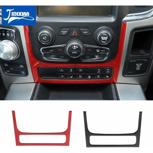 MOPAI Carbon Fiber Car Interior Central Control Adjustment Switch Panel Decoration Sticker for Dodge Ram 2010-2015 Accessories