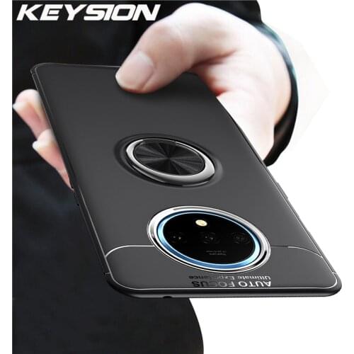 KEYSION Shockproof Case For Oneplus 7T 7 7 Pro 6 6T Soft Silicone Magnetic Ring Stand Phone back cover for Oneplus 7 Pro 7T 6 6T