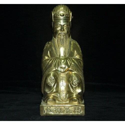 9" China brass Taoism folk Kitchen god Vesta god Vesta Kitchen king statue