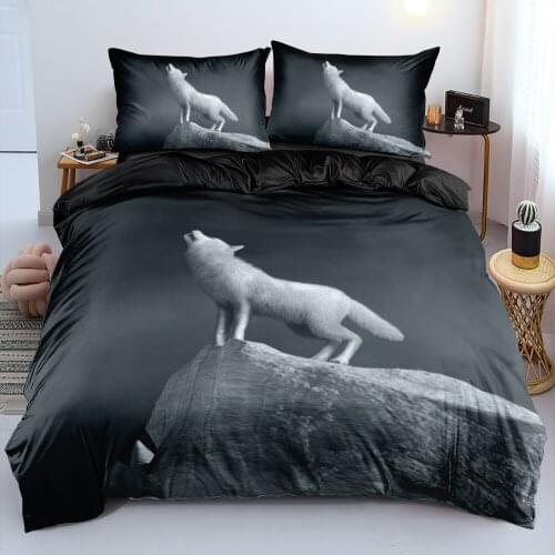 Duvet Cover Sets Wolves Double,Twin,Single Digital Printing Comforter Covers Bed Linen 3pcs Bedding Set Black 260x220cm Custom