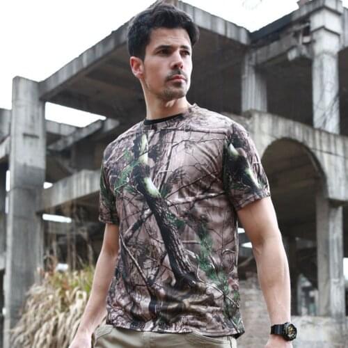 Mens Long Sleeve Cycling T-Shirt Quick-Drying Military Tactical Top Breathable Tree Bionic Camouflage Hunting Fishing T-Shirt