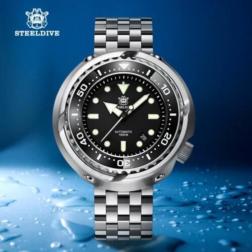 Steeldive Tuna SD1978 1200m Waterproof Mechanical Watches Men 316L Stainless Steel Sapphire Crystal Ceramic Bezel Automatic