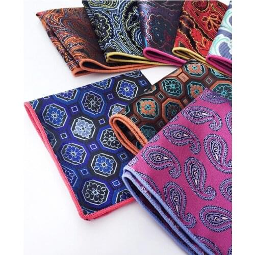 Luxury 25*25CM Mens Vintage Geometric Floral SilkPocket Square Handkerchief Fashion Men Hanky Wedding Party Chest Towel