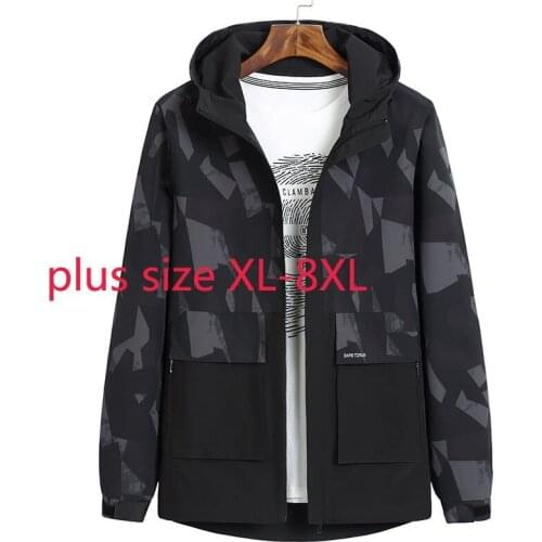 New Arrival Fashion Suepr Large Men Hooded Jacket Camouflage Windbreaker Coat Spring And Autumn Jackets Casual Plus Size XL-8XL