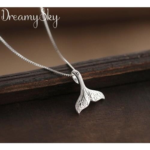 Real Silver Color Mermaid Tail Necklaces For Women Statement Jewelry Fish Necklaces Collar Colar
