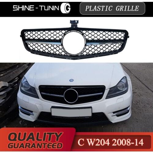 Front grille Suitable for Mercedes Benz C Class W204 C63 Grille One chrome Grille C180 C200 C300 C250 C350 2008-14 with emblem