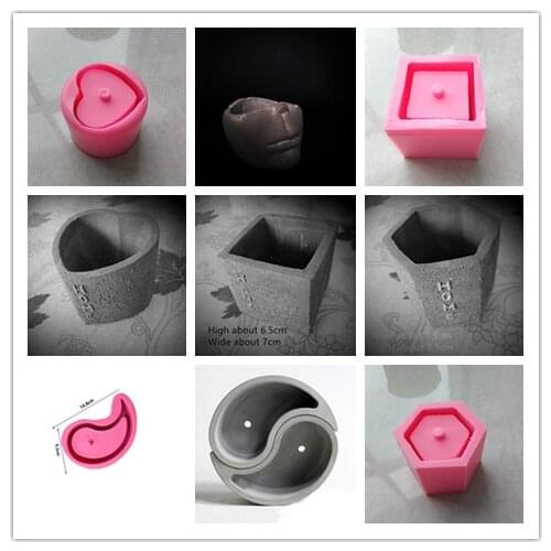 Retro Old Gardening Decoration Concrete Flower Pot Molds Handmade Square Cement Landscape Pot Silicone Mold Rectangle