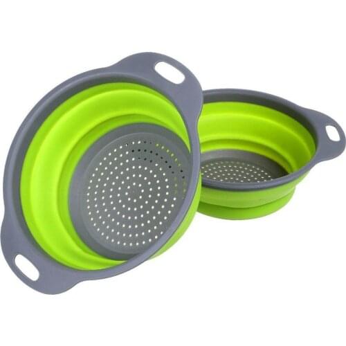 2 Pack Collapsible Colanders Set, Food-Grade Silicone kitchen Strainer Space-Saver Folding Strainer Colander, Dishwasher-Safe
