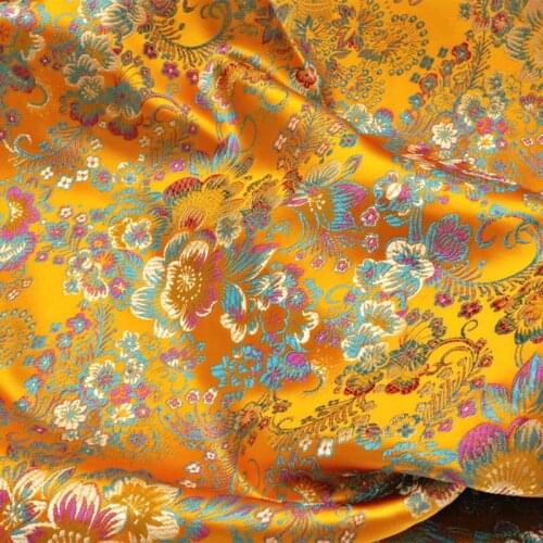Plum Blossom style Brocade satin Fabric Damask Jacquard Apparel Costume Upholstery Furnishing Curtain Clothing Material BY meter