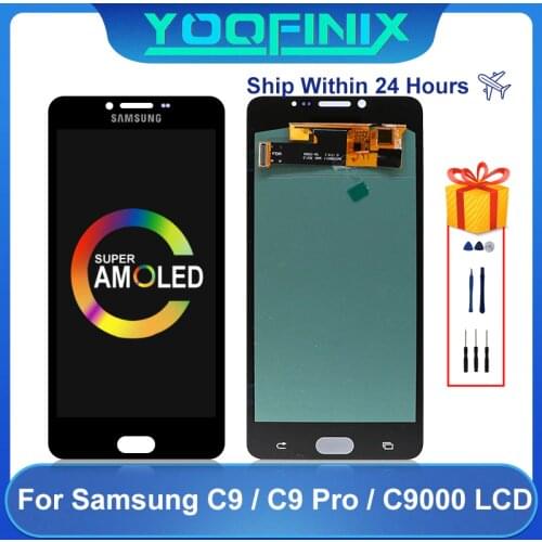Super AMOLED For Samsung Galaxy C9 LCD SM-C9000 C900F C900Y C9 Pro Display LCD Touch Screen Digitizer Display Replacement Parts