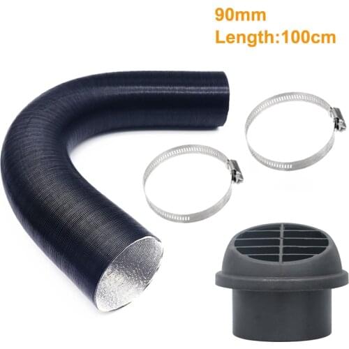 90mm Heater Pipe Duct +1xWarm Air Outlet + 2x Hose Line Clip Blown Air Parking Heater For Eberspacher Webasto Propex