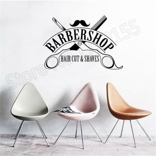 YOYOYU Wall Decal Barbershop Hair Cut Shaves Scissors Wall Stickers Vinyl Wall Sticker Makeup Art Mural Window Decoration ZW359