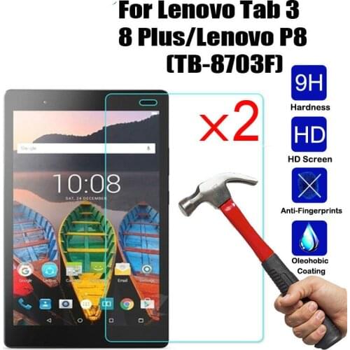 2Pcs/Lot 9H Hard Tempered Glass For Lenovo Tab 3 8 Plus/Lenovo P8(TB-8703F) Screen Protector Tablet Protective Film Guard