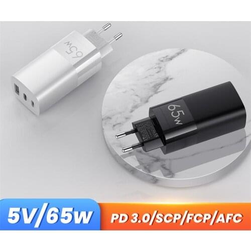 65W Quick Charging GaN Charger For Samsung S20 Huawei P40 QC3.0 USB Type C PD Phone Charger For ipad Xiaomi 10 Pro