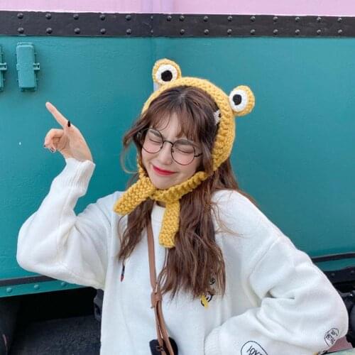 58cm Cute Women Frog Hat Crochet Knitted Hat Costume Beanie Hats Cap Women Gift Hip-hop Cap Photography Prop Party Funny Hat