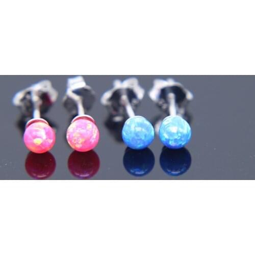 925 Sterling Silver fire opal AAA+ Beads Stud Earrings For Women Simple Style Lady Gift Prevent Allergy Sterling-silver-jewelry