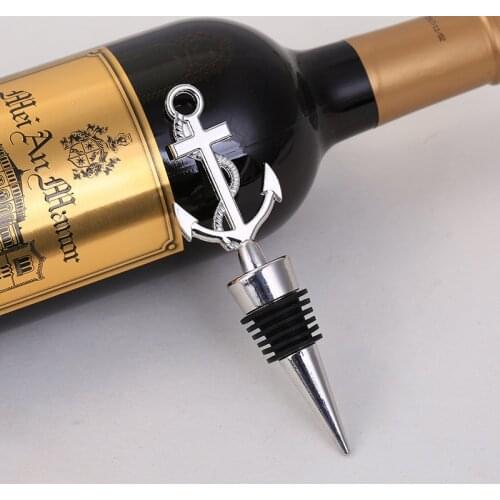 10 Pieces/Lot) Unique Wedding and Party Favors of Nautical Themed Anchor Bottle Wine Stopper Favors For Guest and Bridal shower