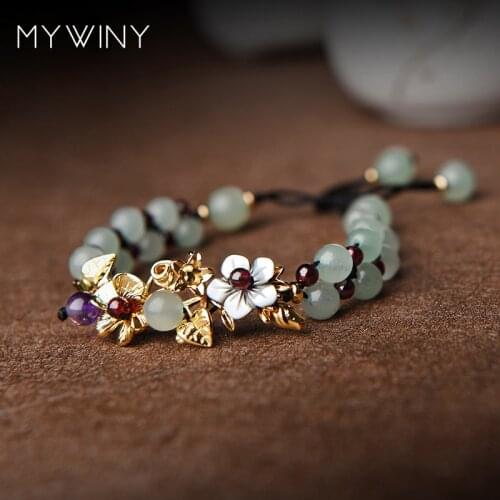 Original Natural garnet Ethnic bracelet, Luxury beige aventurine vintage bracelet ,handmade Natural stones bracelet