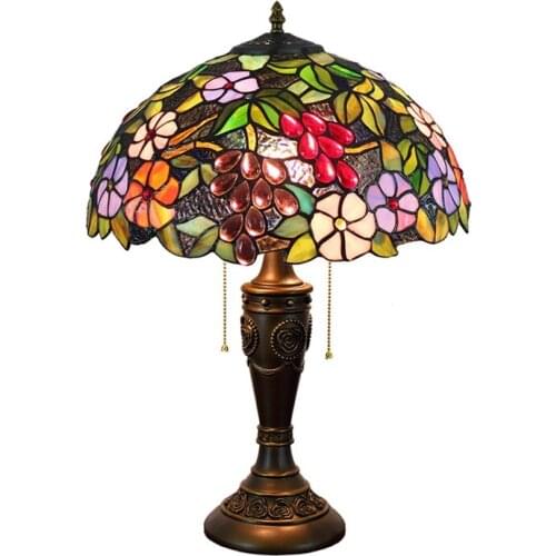 16 inch european country grape hotel bar decorative table lamp Tiffany stained glass bar dining room bedroom bedside desk lamp