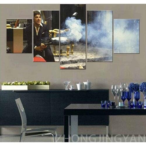 5 Piece Famous People Scarface Al Pacino Montana Movie Poster Canvas HD Print Art Decor Wall Like Painting
