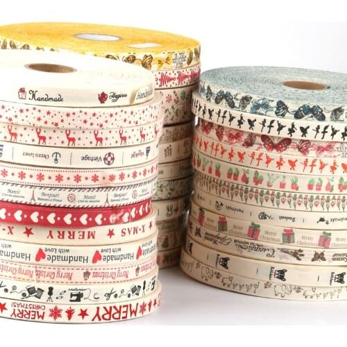 5 Yard Handmade Design Printed Cotton Ribbons For Wedding Party Decoration Gift Wrap Christmas Ribbon DIY Sewing Fabric