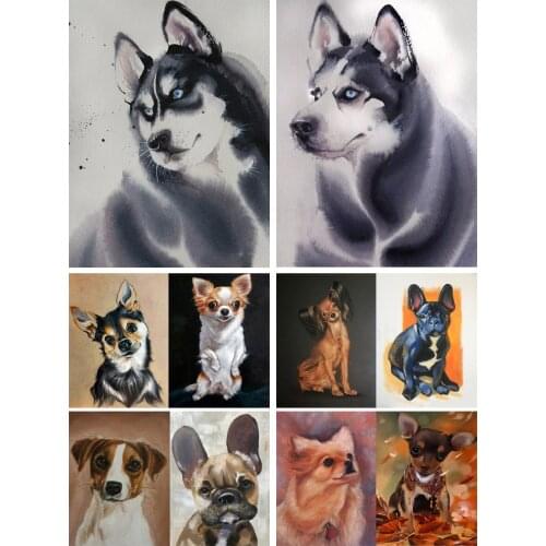 Cute Dogs Huskie 5D Diy Full Square and Round Diamond Painting Embroidery Cross Stitch Kit Wall Art Club Pet Store Home Decor