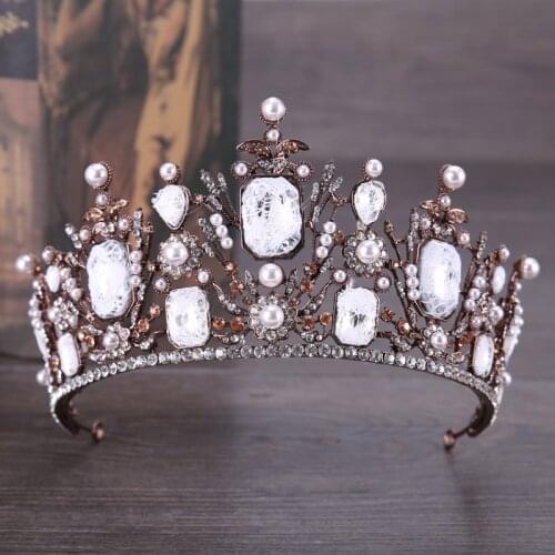 Baroque Crown Lace Rhinestone tiaras crowns Hair Accessories Wedding Dress Accessories Bridal Wedding Crown Headdress Jewelry