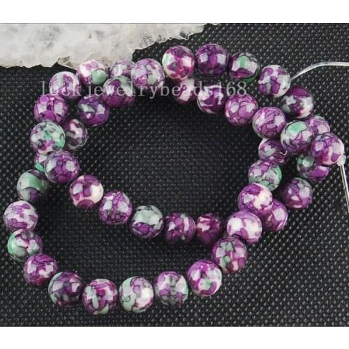 Free shipping Women Fashion Jewelry 8mm Fashion Blue Jaspe Round Loose Beads 15.5" FG6290