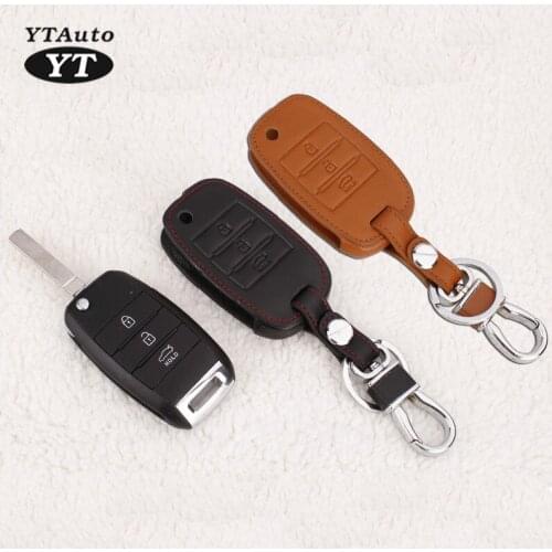 Carkey Cover Genual Leather Key Case For KIA Sorento 2015 Car Protect Shell For Folding Key YT-80415-1