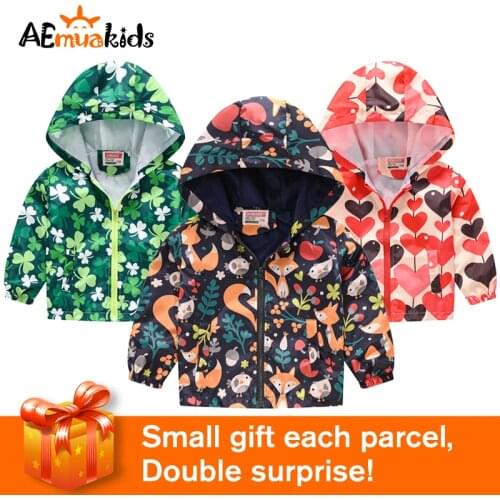 Kid Windbreaker Clothes Boys Girl Jackets Children Hooded Zipper Baby Fashion Print Coat Infant Waterproof Hoodies Clothing