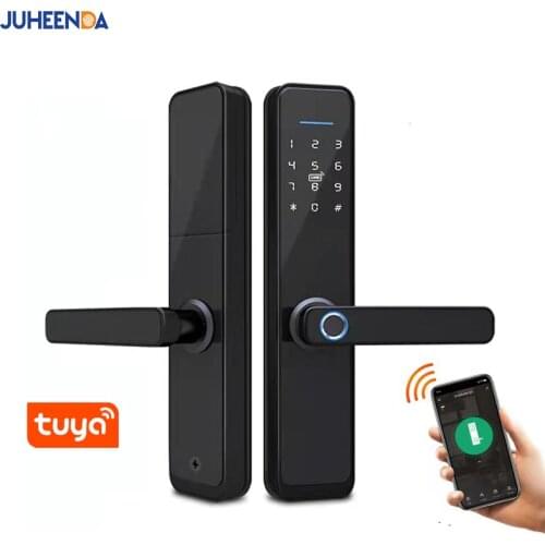 Tuya Wifi Smart Fingerprint Door Lock Mobile APP Bluetooth Unlock Security Intelligent Lock Biometric Electronic Door Lock