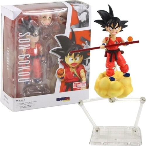 16cm Dragon Ball SHF Childhood Son Goku PVC Somersault Cloud Action Figure Boxed Movable Joints Model Toys Collectibles